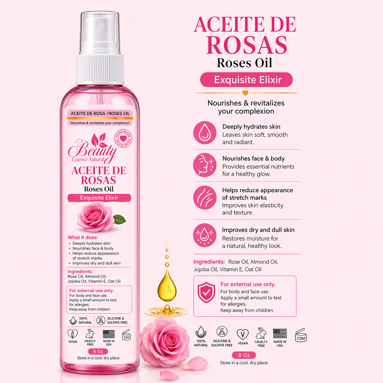 🌹 Rose Oil – Face & Body Hydrating Treatment